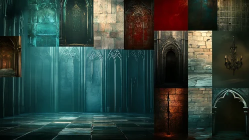 Gothic cathedral interior montage explores light and texture dynamics