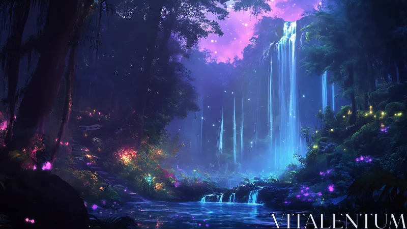 Neon Waterfalls: Where Dreams Glow in the Dark.