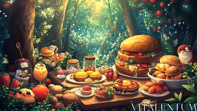 Sunlit forest feast celebrates whimsical berry desserts