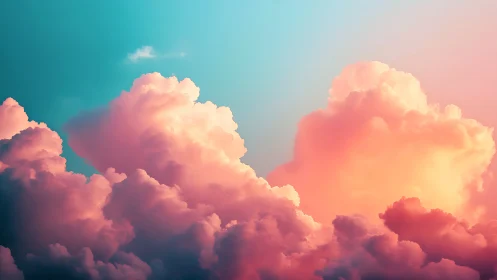 Layered cumulus cloudscape under gradient evening sky.