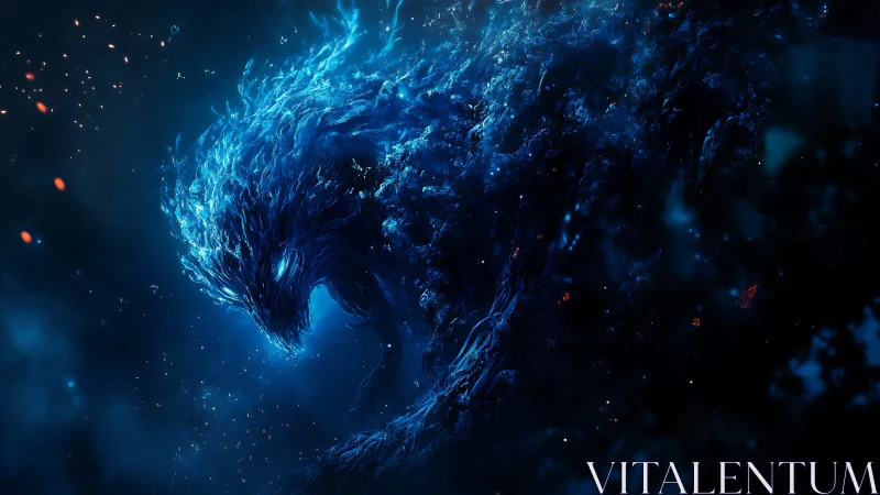 Starlit abyssal beast woven from midnight flame and smoke.