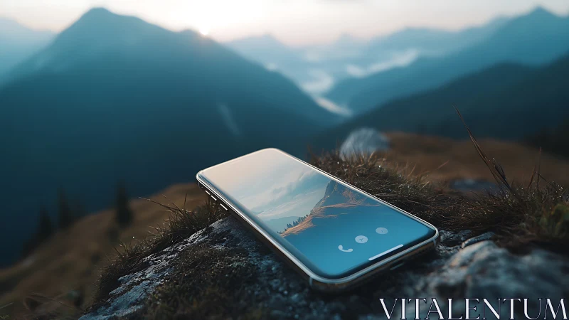 Smartphone on Mountain Overlook with Valley View
