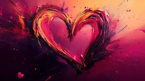 Abstract Heart Bursts with Fiery Gradient
