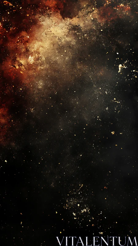 Stardust embers drift through a molten cosmic nightscape.