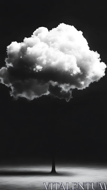 Dreamlike cloud tree glowing softly in a quiet darkness.