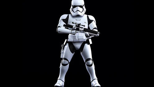 Armored sci fi soldier rendered in high contrast 3D lighting