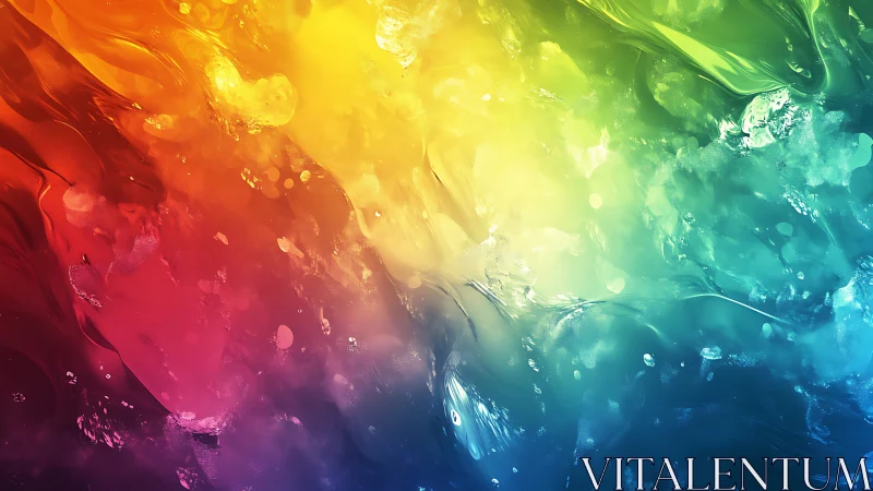 Liquid rainbow spectrum swirls across luminous abstract field