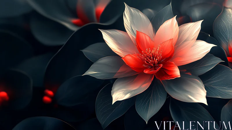 Luminous Lotus Blooms: Where Crimson Fire Meets Pearlescent Petals.