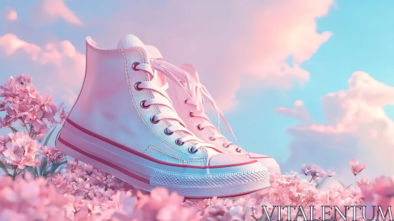 Cotton candy high tops dreaming in a pastel flower cloudscape.