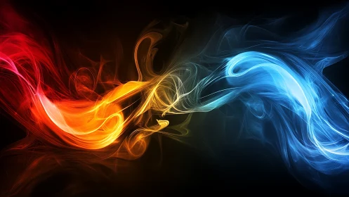 Fire and Ice Collision: Opposing Elemental Forces in Motion.