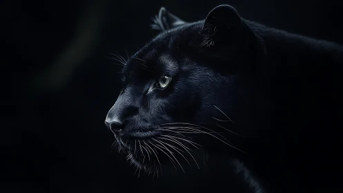 Black Panther Portrait: Chiaroscuro Wildlife Study with Luminous Eyes