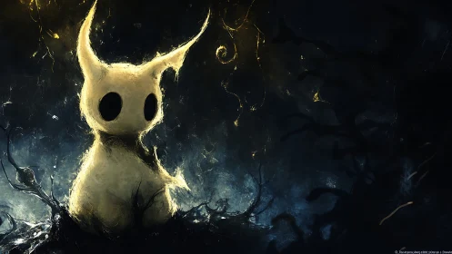 Luminescent horned creature rendered in high contrast chiaroscuro