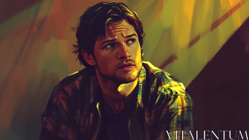 Soft golden light falls on a thoughtful young man.