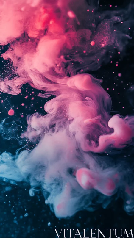 Neon magenta ink plumes swirling in deep cyan liquid space.