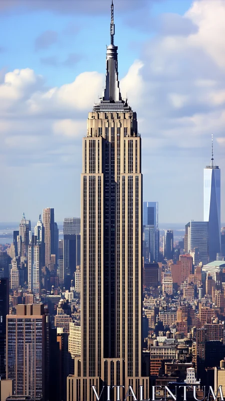 Empire State Building dominates clear New York skyline.