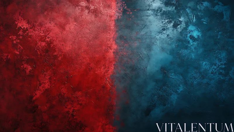 Red and blue textured abstract background split vertically.