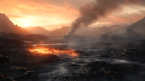 Molten Awakening: When Volcanic Fire Embraces the Dawn