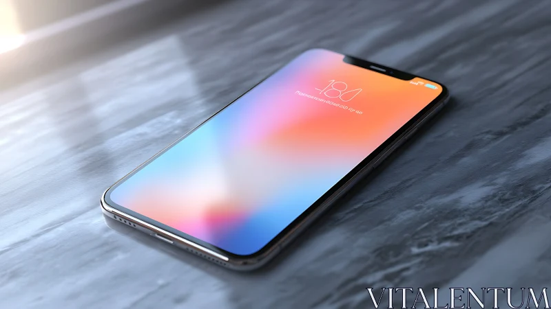 Smartphone Display Rendering with Gradient UI and Notch Architecture.