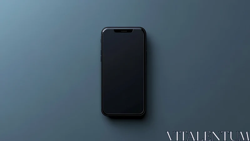 Black Smartphone on Muted Blue Background.