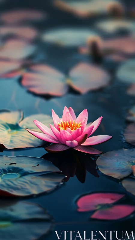 Moonlit lotus drifts on twilight water like quiet fire.