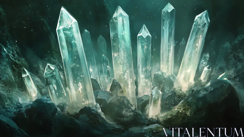 Luminescent crystal cluster rendered with volumetric subsurface glow