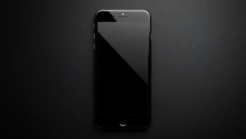 Black smartphone mockup against dark background.