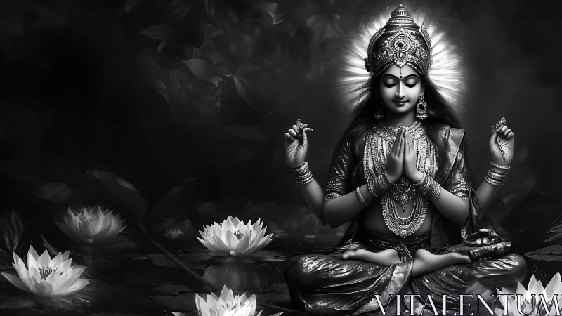 Lotus-lit goddess breathes quiet radiance into the night