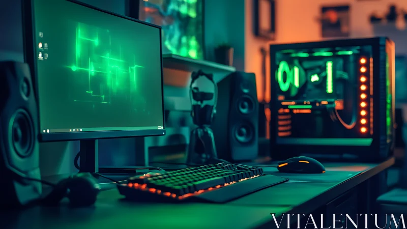 Desktop gaming workstation displays illuminated RGB components