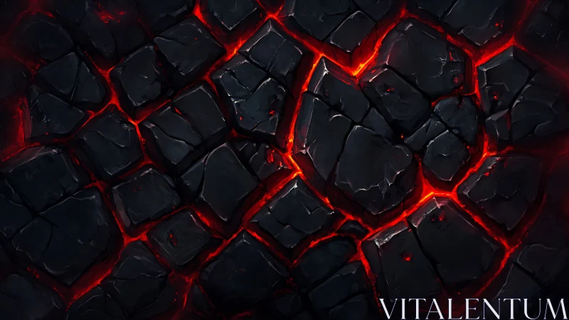 Lava-Fractured Surface with Incandescent Cracks and Glowing Borders.