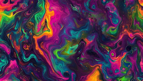 Neon fluid dynamics with multichromatic marbled vortex flows