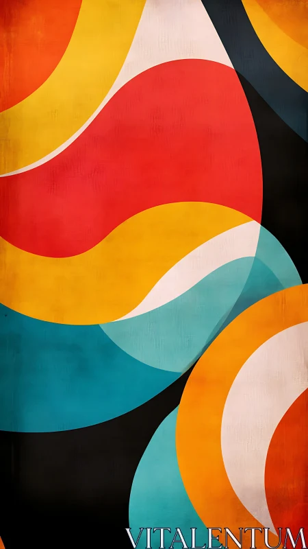 Curved geometric fields intersect in saturated retro color bands