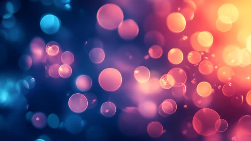 Vibrant Abstract Bokeh Lights in Warm and Cool Tones, Digital Art.