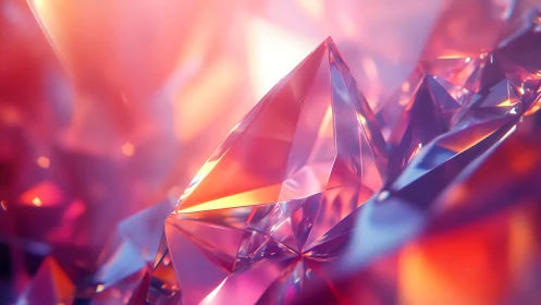 Prismatic crystal shards glow in saturated neon light.