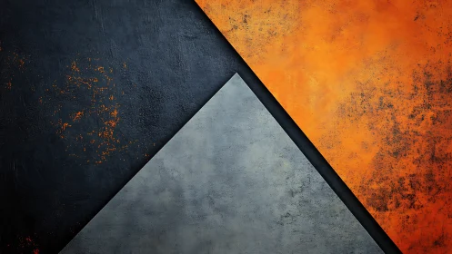 Geometric textured panels in gray, black, and orange.