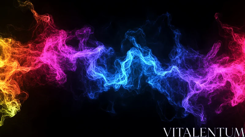 Neon plasma waveforms in flowing rainbow energy stream.