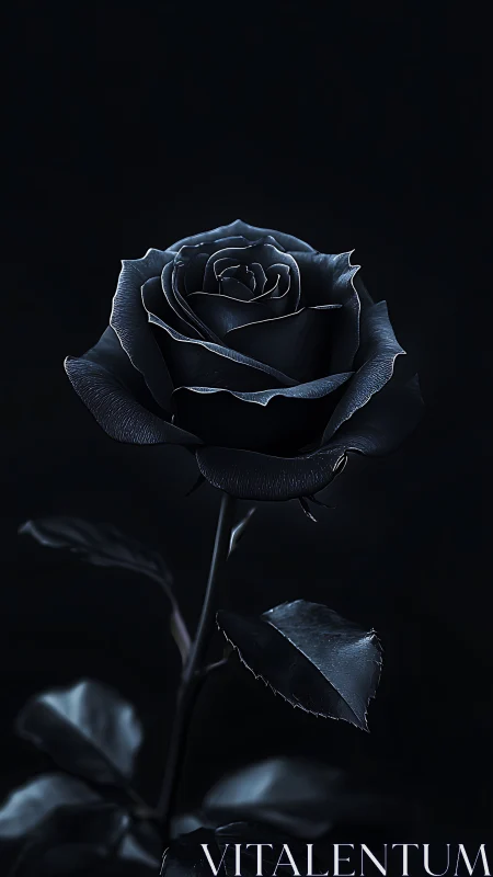 Black Rose Bloom Against Darkness with Luminous Petals