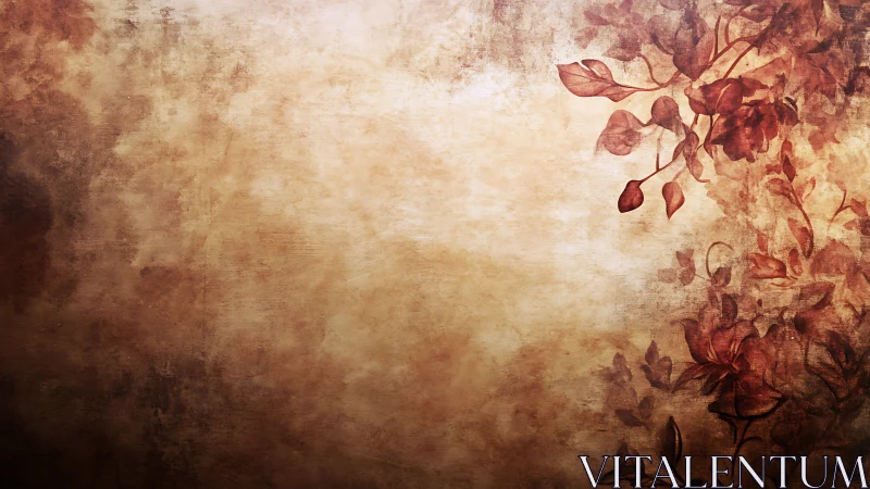 Textured beige background with right-side floral motif.