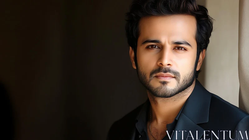 Soft side-lit male portrait with shallow depth of field and contrast