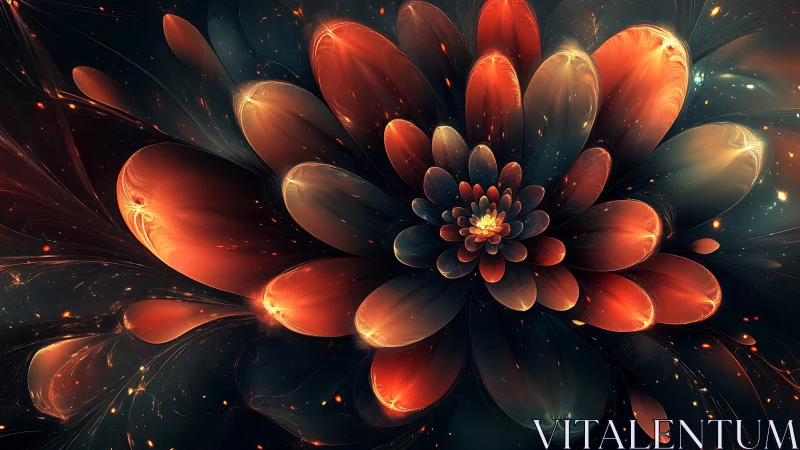 Blossoming nebula petals ignite a cosmic ember garden.