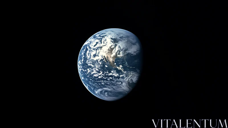 Earth illuminated in deep space with high-contrast orbital view