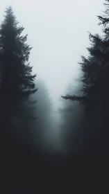 Misty Forest Path Through Towering Pines and Wonder.