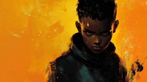 Chromatic tension portrait with high-contrast brush dynamics.