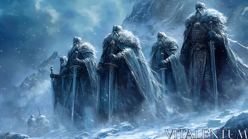 Icebound warrior kings guard frozen mountain pass. Period.