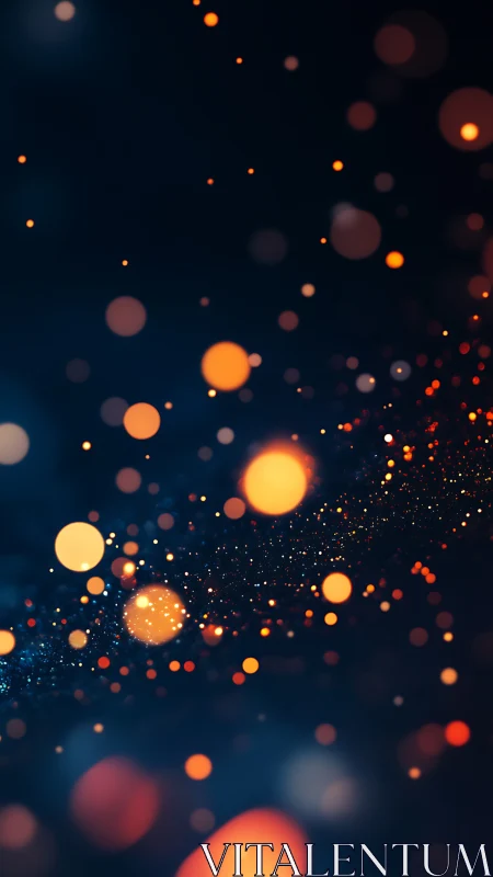 Glowing bokeh light stream over deep midnight background.