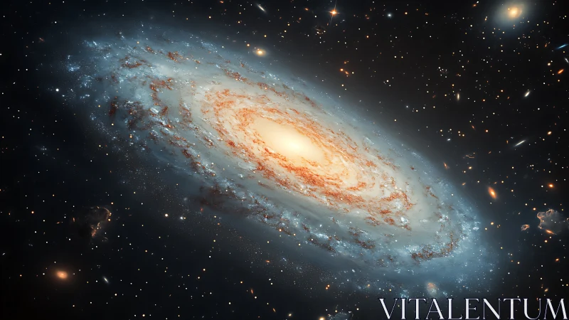 Spiral galaxy rendered with dense starfield and bright core