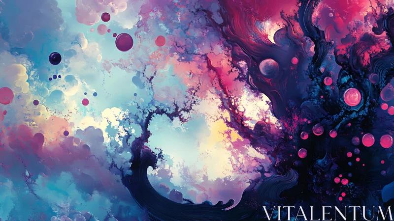 Nebulous tides swirl as cosmic ink blooms through pastel skies