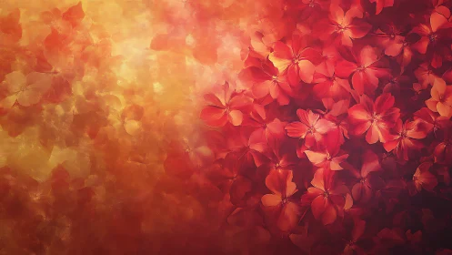 Red and Orange Floral Composition with Gradient Blending.