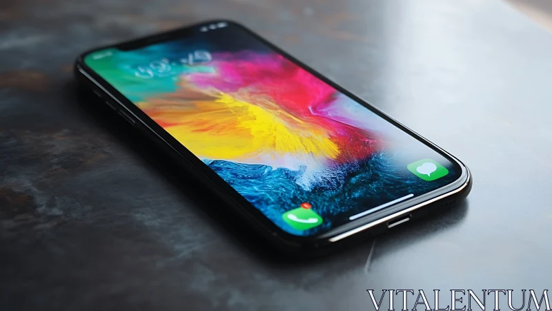 Smartphone with colorful gradient wallpaper display