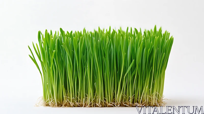 Fresh green wheatgrass stands tall in soft, bright light