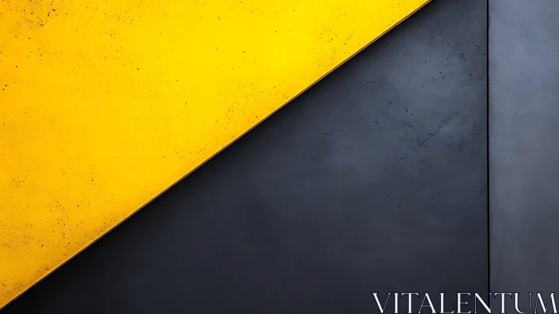 Yellow and dark gray diagonal geometric wall composition.